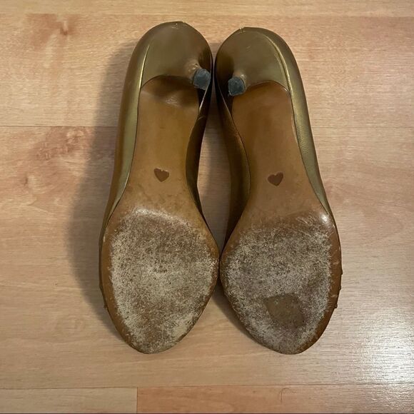 Moschino Cheapandchic Gold Peeptoe Heels - Picture 5 of 7